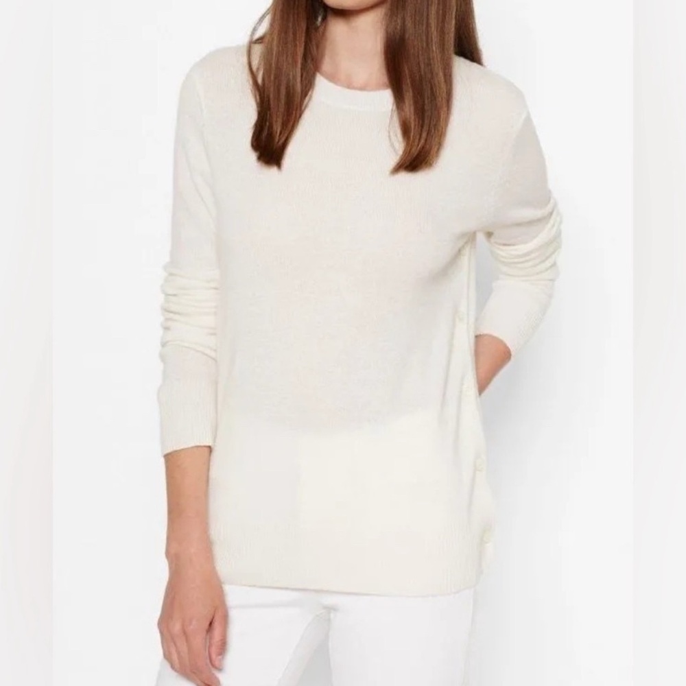 EQUIPMENT Jenny Wool & Alpaca Blend Long Sleeve Side Button Cream Sweater